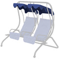 Outsunny 2 Seater Swing Canopy Replacement With Tubular Framework, Outdoor Swing Sunshade Top Cover Canopy Only , Dark Blue Dark Blue Polyester