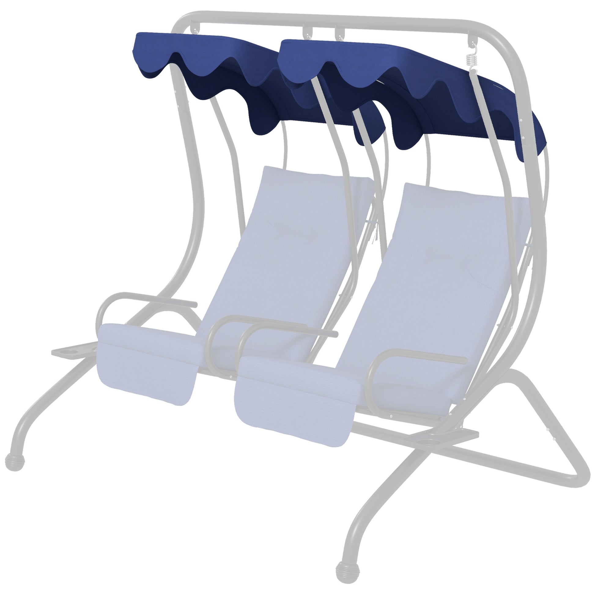 Outsunny 2 Seater Swing Canopy Replacement With Tubular Framework, Outdoor Swing Sunshade Top Cover Canopy Only , Dark Blue Dark Blue Polyester
