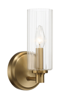 Jardin Single Light Wall Sconce With Clear Ribbed Glass Satin Brass Clear,Gold Brass,Glass