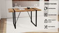 Mdf Dark Wood Dining Table And Modern Dining Chair 4 Piece Set, Medieval Wooden Kitchen Dining Table Set, Rectangular Metal Base, Dining Table And Suede Chair Wood Mdf