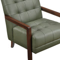 Modern Style Accent Chair Green Leather Upholstered Tufted Detail Walnut Finish Wood Furniture 1Pc Green Primary Living Space Contemporary,Modern Plywood