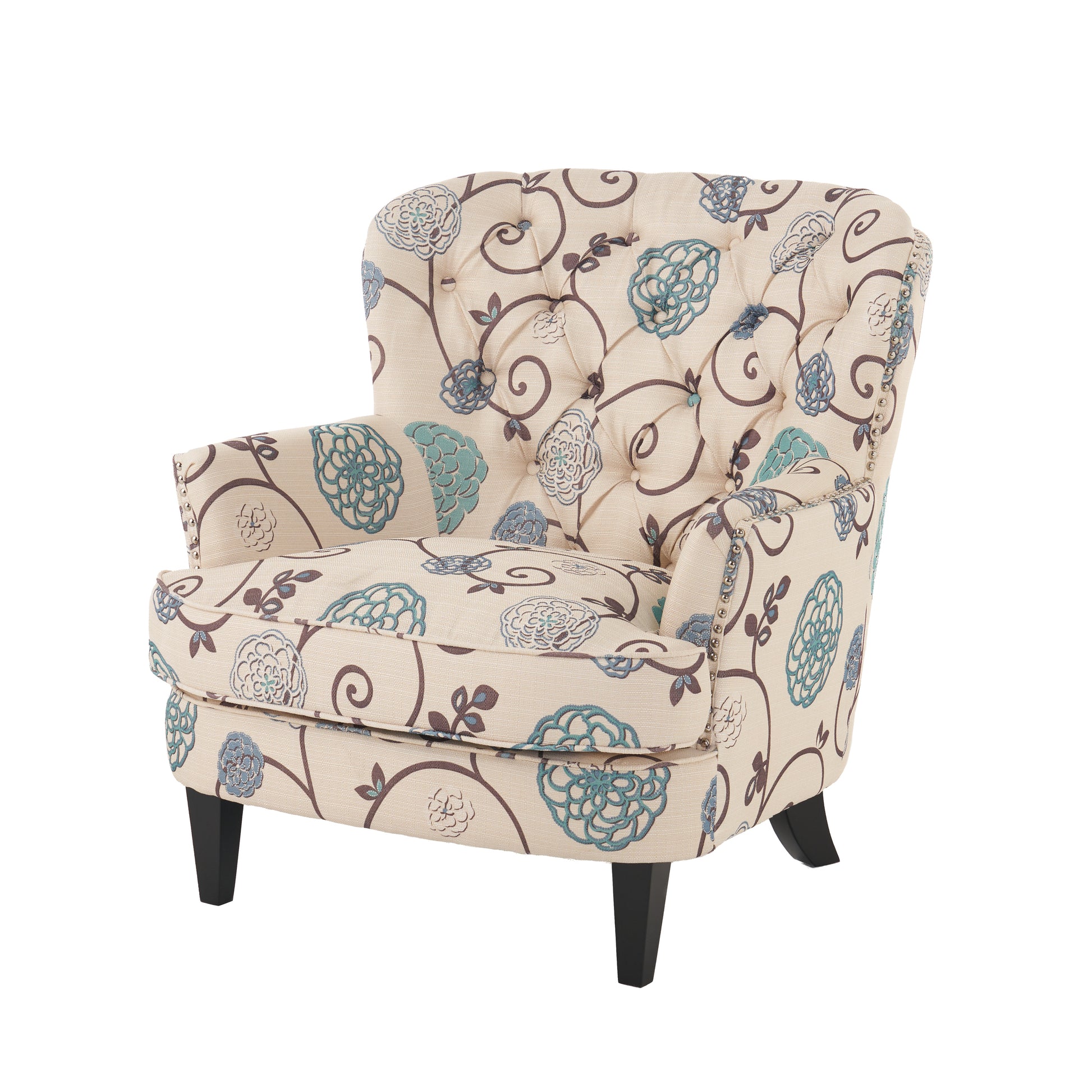 Mirod Comfy Arm Chair With Tufted Backmodern For Living Room, Bedroom And Study White Multi Fabric