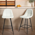 Counter Stools,Set Of 2 Bar Stools With Back And Footrest, Modern Metal Counter Height Barstools For Kitchen Home Bar,25.5