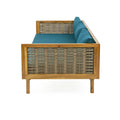 Claremont 3 Seater Daybed With Rattan Arms Teak Cushion Teak Wood Fabric Rattan