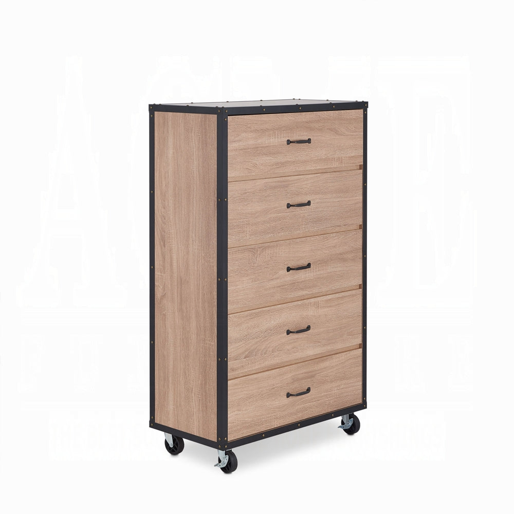 Weathered Light Oak 5 Drawer Chest Oak Bedroom Particle Board Mdf