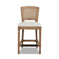 Triomphe Rattan Wicker High Back Armless Counter Bar Stool, White Pepper Stain Resistant High Performance Polyester White Foam Wood Fabric Rattan