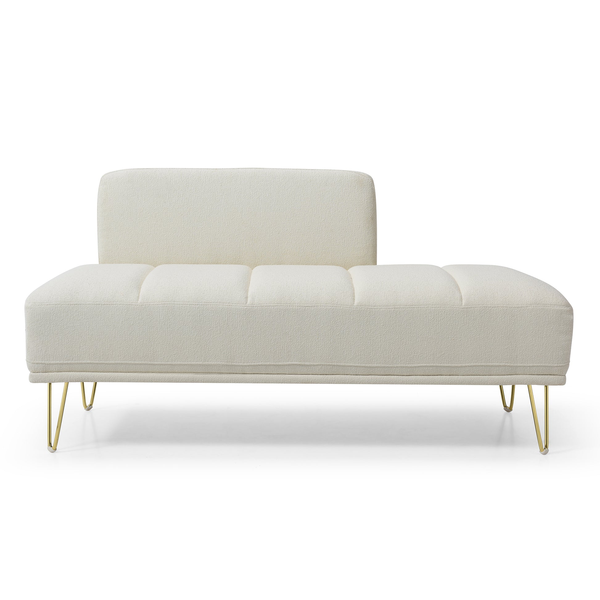 56.3"Inch Width Modern End Of Bed Bench,Teddy Fabric Upholstered 2 Seater Sofa Couch Entryway Ottoman Bench, Fuzzy Sofa Stool Footrest Window Bench With Gold Metal Legs For Bedroom, Living Room,Beige Beige Wood Primary Living Space Modern Foam Teddy 2