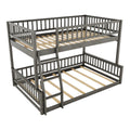 Full Xl Over Queen Bunk Bed With Ladder And Guardrails, Gray Box Spring Not Required Queen Gray Wood Bunk Solid Wood Mdf