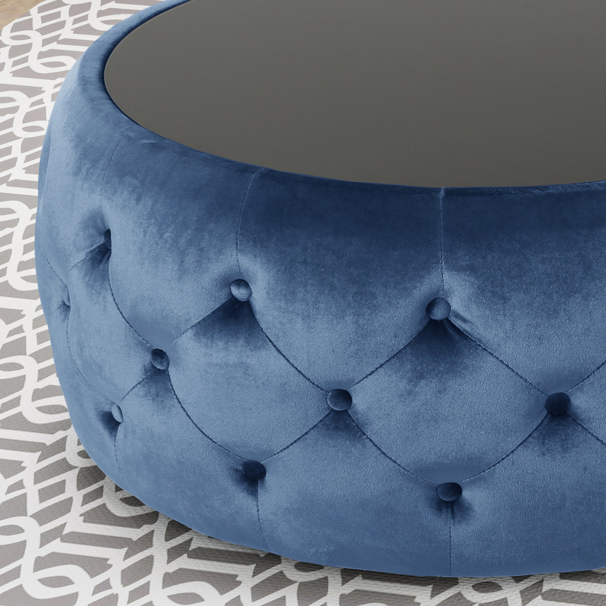 Ottoman Dark Blue Velvet