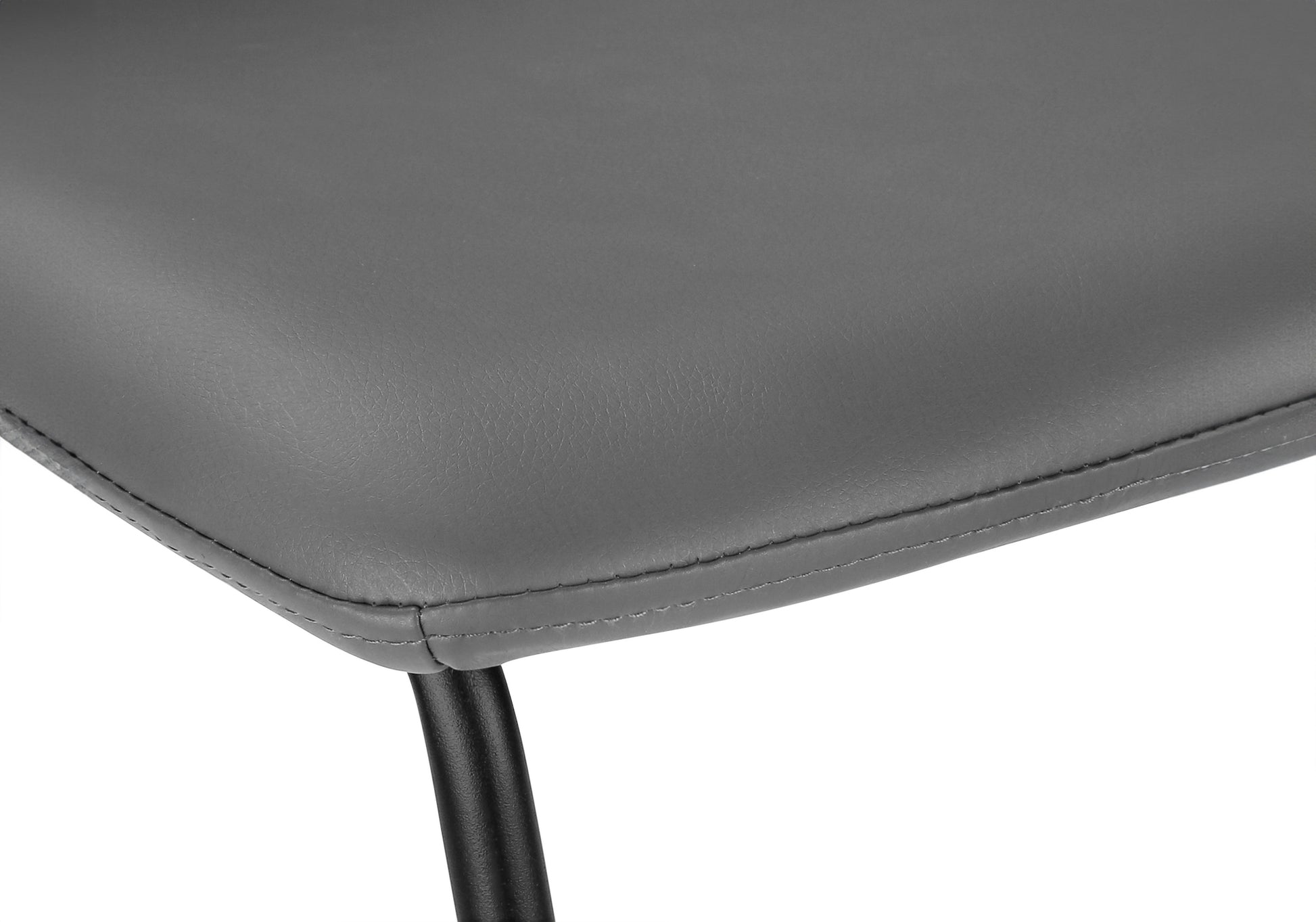 Office Chair, Bar Height, Standing, Computer Desk, Work, Grey Leather Look, Black Metal, Contemporary, Modern Grey Foam Polyurethane