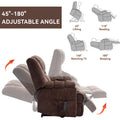 Dual Motor Heat Massage Infinite Position Up To 350 Lbs Electric Power Lift Recliners With Power Remote, Medium Firm And Heavy Duty, Brown White Metal Primary Living Space Heavy Duty Pine Brown Chenille Power Remote Medium Firm Cushion Back American