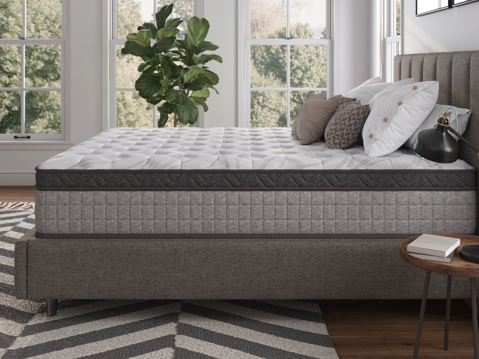 Assembled In Usa High Quality 12" Twin Diamond Innerspring Hybrid And Cooling Gel Memory Foam Mattress, Pressure Relief, And Motion Isolation, Certipur Us And Oeko Tex Certified Gray Foam Spring