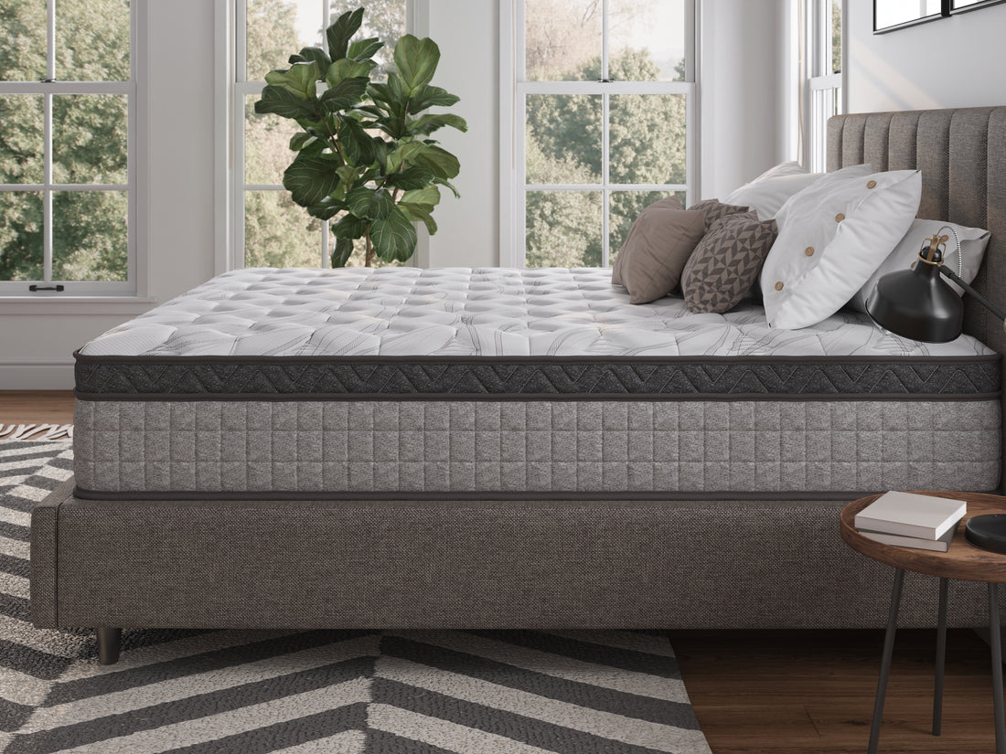 Assembled In Usa High Quality 10" Queen Diamond Innerspring Hybrid And Cooling Gel Memory Foam Mattress, Pressure Relief, And Motion Isolation, Certipur Us And Oeko Tex Certified Gray Foam Spring