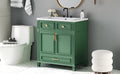 30'' Bathroom Vanity With Resin Sink, Solid Wood Frame Bathroom Storage Cabinet With Soft Closing Doors, Retro Style, Green Same As Sw000118Aaf Green Bathroom Modern Solid Wood Mdf Resin