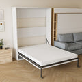 Morden Deisgn Full Size Vertical Murphy Bed For Bedroom Or Guestroom White Wall Bed Space Saving Hidden Bed White Mdf