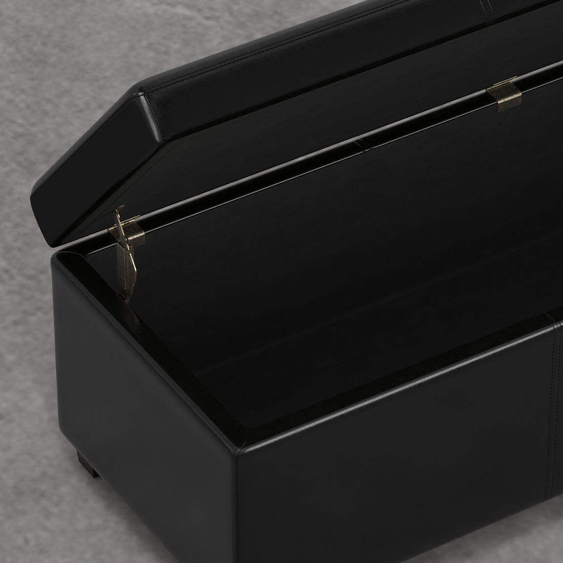 Lincoln Extra Large Storage Ottoman Bench Black Wood Fabric