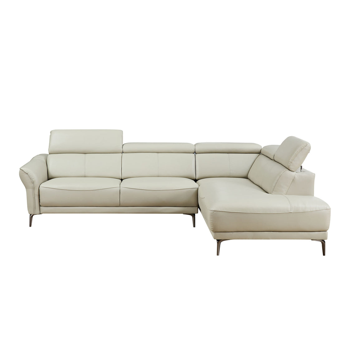 111.42Inch Modern Design L Shaped Deep Sectional Couch,Genuine Leather Sofa With Adjustable Headrests Couch,Minimalist Style Comfy Upholstery Corner Couch With Chaise For Living Room,Apartment,Office Grey Genuine Leather 5 Seat