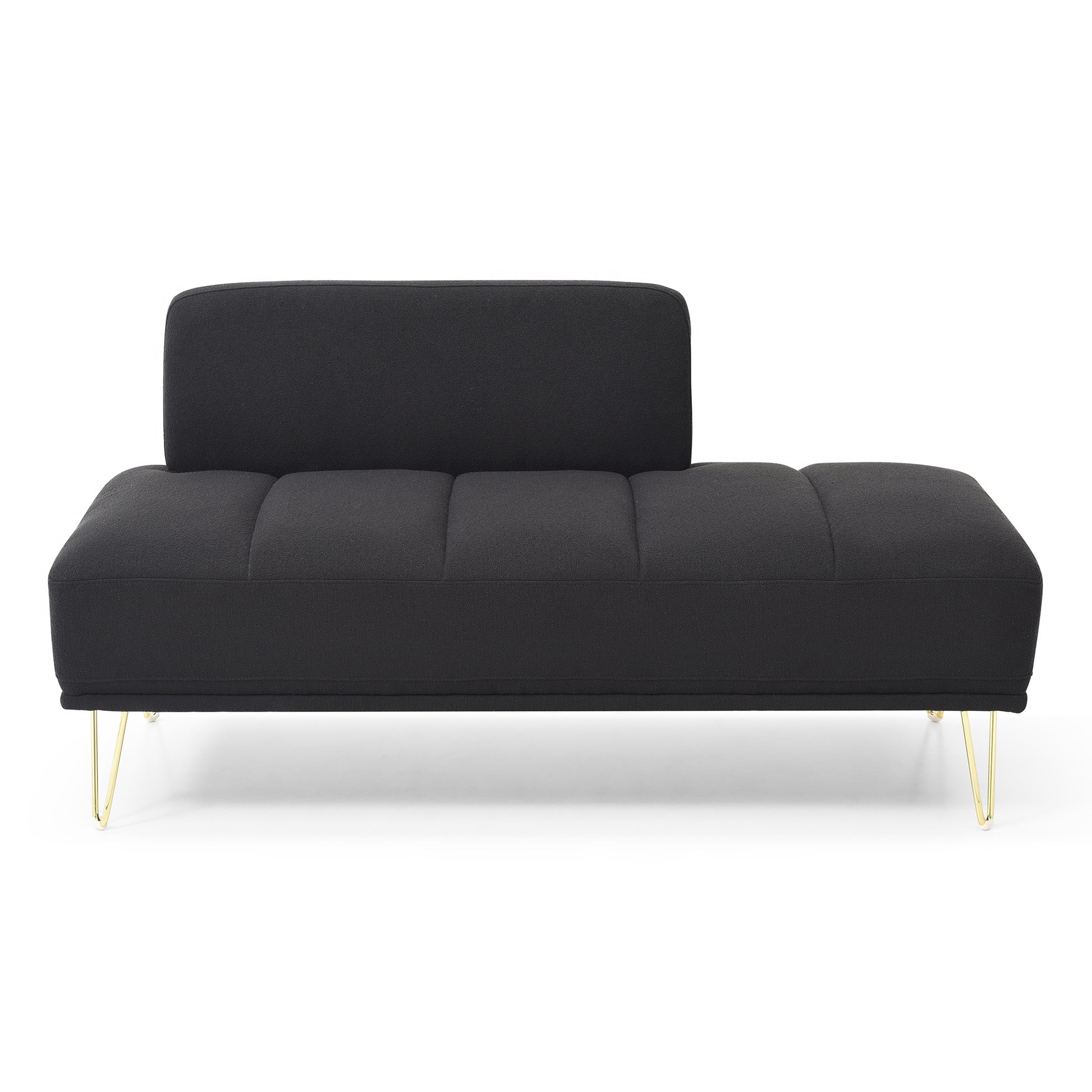 56.3"Inch Width Modern End Of Bed Bench,Teddy Fabric Upholstered 2 Seater Sofa Couch Entryway Ottoman Bench, Fuzzy Sofa Stool Footrest Window Bench With Gold Metal Legs For Bedroom, Living Room,Black Black Wood Modern Foam Teddy 2 Seat