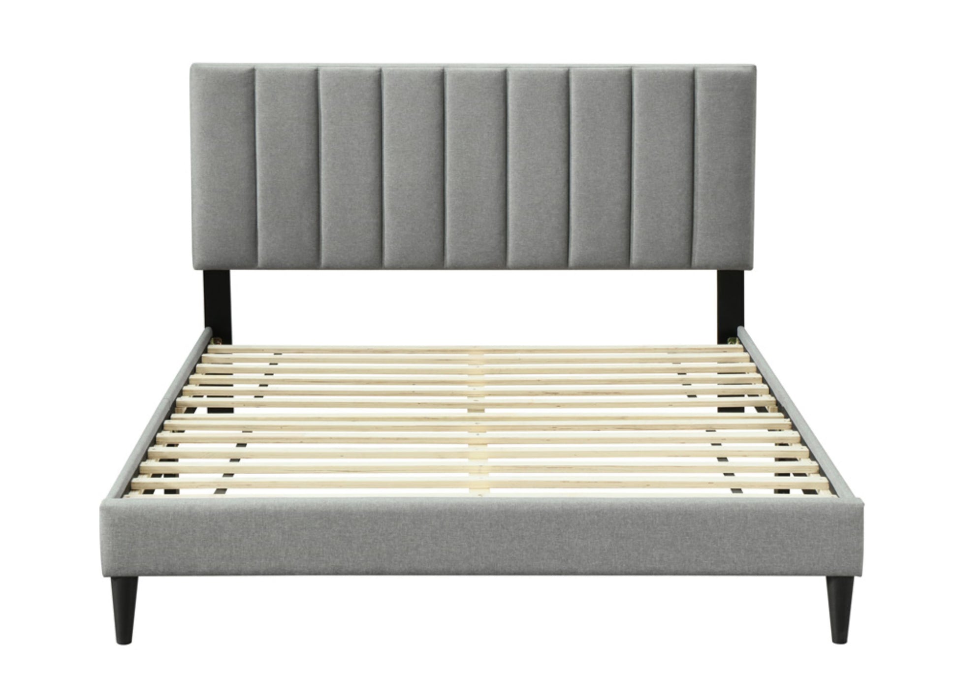 Queen Sized Channel Bed In A Box W Usb Gray Upholstered