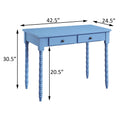 Blue 2 Drawer Writing Desk Blue Writting Desk Office Traditional Rubberwood Rectangular Drawers Desk Wood