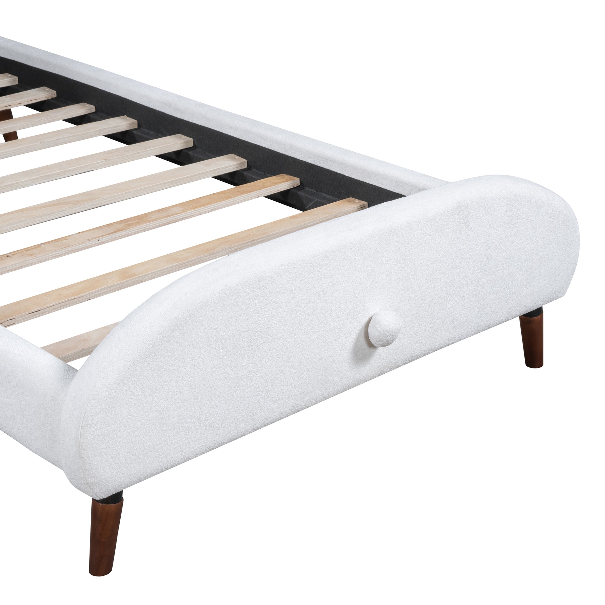 Twin Size Upholstered Platform Bed With Sheep Shaped Headboard, White Twin White Plywood