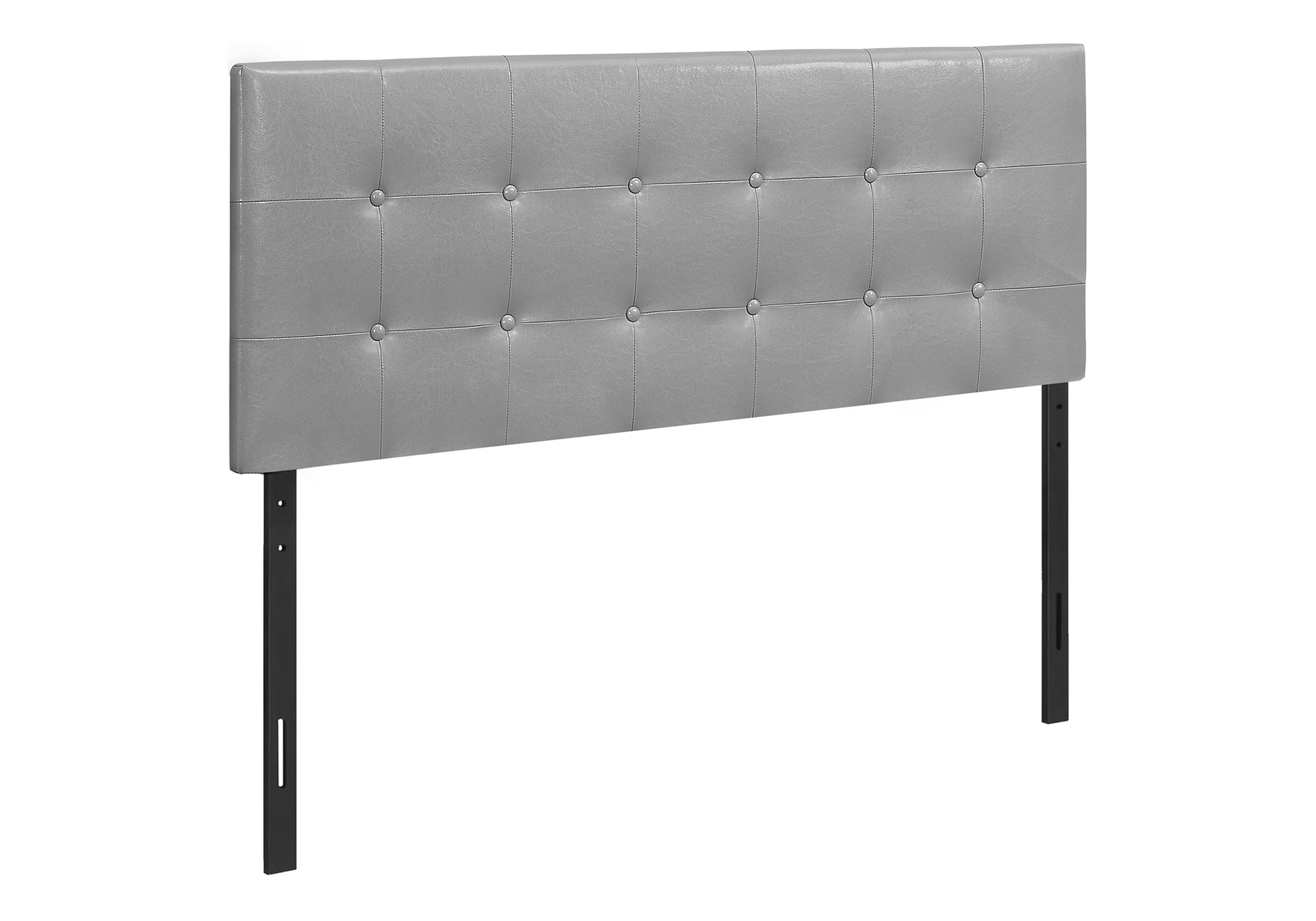 Bed, Headboard Only, Full Size, Bedroom, Upholstered, Grey Leather Look, Transitional Grey Foam Faux Leather