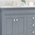 61'' Bathroom Vanity With Marble Top & Double Ceramic Sinks, 3 Drawers, 4 Doors, Gray Gray Plywood