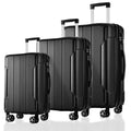 Luggage Sets 3 Piece, Expandable Hard Shell Abs Suitcases With Double Spinner, Travel Luggage Set With Tsa Lock 20 24 28Inch, Black Black Abs