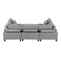 6Pc Modular Sectional Set Gray Corduroy Upholstery 3X Armless Chairs 2X Corner Seats 1X Ottoman Pillows Living Room Furniture Gray Corduroy Wood Primary Living Space Contemporary,Modern Modular