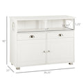 Homcom Sideboard Buffet Cabinet, Coffee Bar Cabinet, Kitchen Cabinet With Storage Drawers, Large Tabletop And Crossbar Side Design, White White Mdf