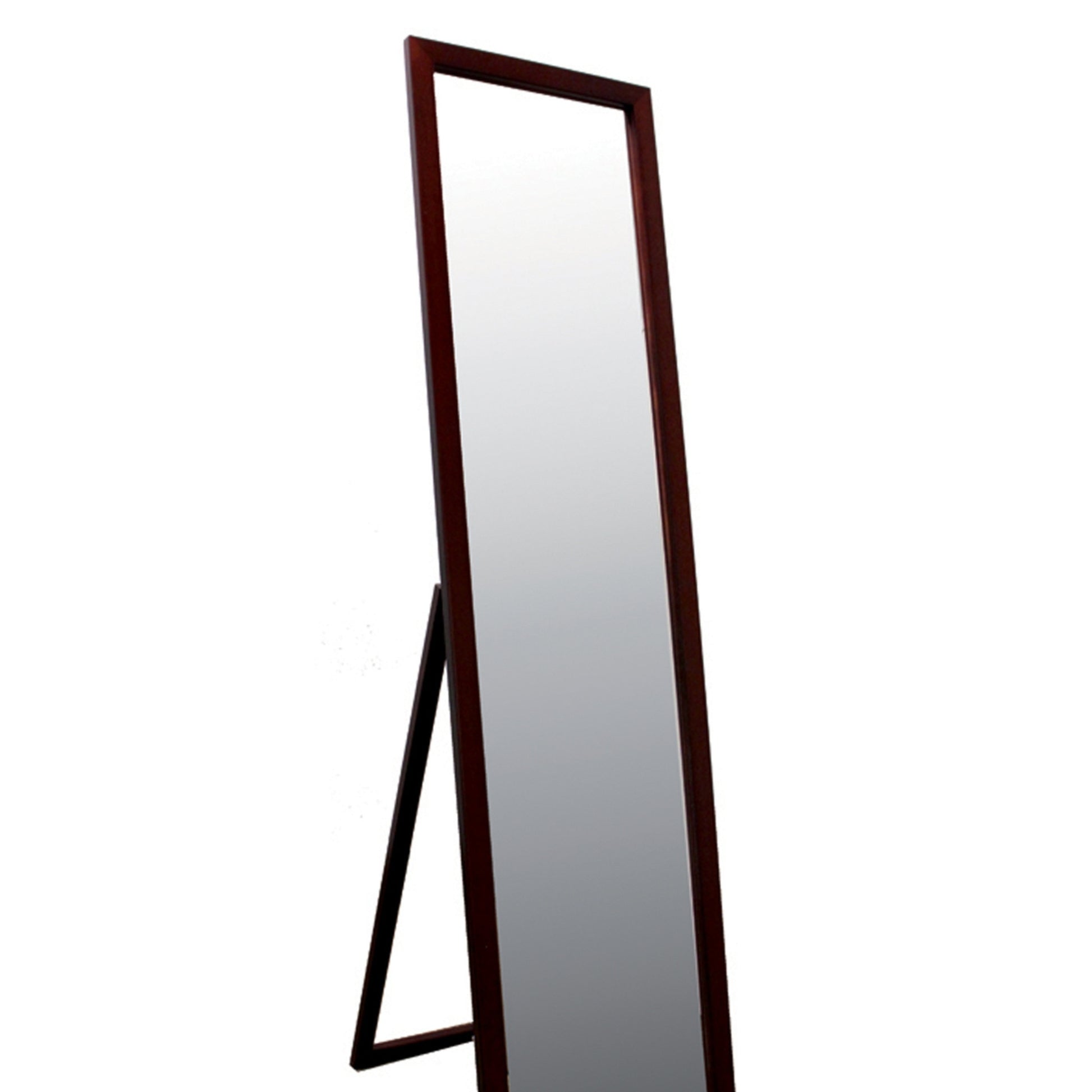 55" Tall Standing Floor Mirror, Walnut Finish, Rectangular Finish Multicolor Wood