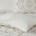 3 Piece Tufted Cotton Chenille Comforter Set Ivory Taupe King Cal King King Ivory Taupe Polyester