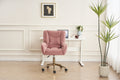 005 Velvet Fabric 360 Swivel Home Office Chair With Gold Metal Base And Universal Wheels,Pink Solid Pink Office Sponge Wipe Clean Modern Office Chairs Tufted Back Foam Swivel Velvet