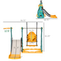 Qaba 3 In 1 Toddler Swing And Slide Set, Kids Slide With Climber, Ultra Safety, Basketball Hood, Baby Playground Set, Fun Indoor Outdoor Playset Exercise Toy For Ages 1.5 3 Multicolor Plastic