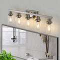 Modern 5 Light Bathroom Vanity Light Fixture Brushed Nickel Finish With Clear Glass Shades, Perfect For Bathroom, Vanity, And Dressing Area Lighting No Bulbs Brushed Nickel Glass,Iron