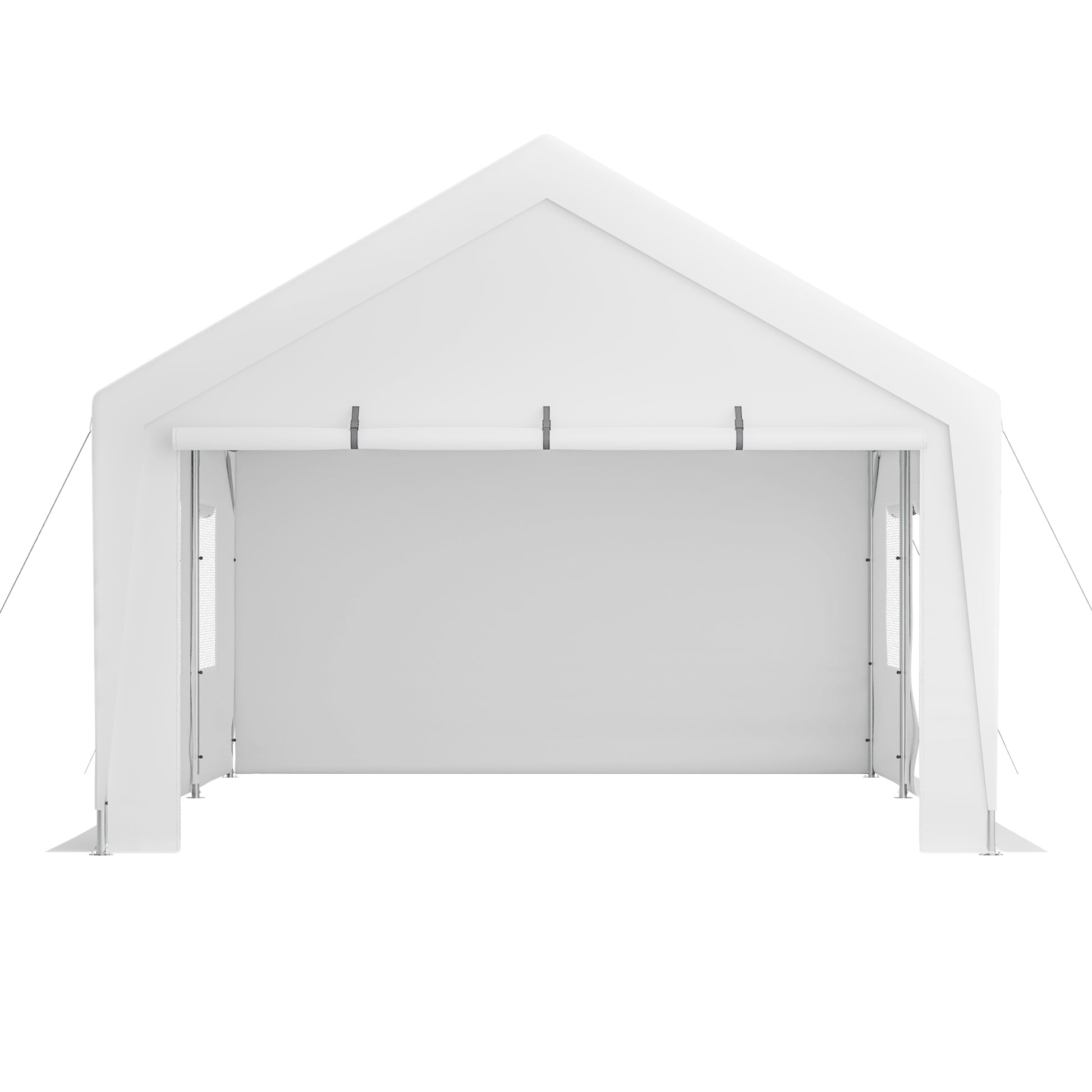 13X20 Heavy Duty Steel Carport Storage Canopy Garage Tent W Removable Sidewalls White Metal