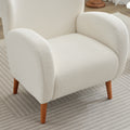 Mirod Modern Wing Back Lounge Chair Stylish Design, Soft Fabric, Solid Wood Legs, Easy Assembly, Durable Frame Beige Boucle