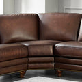 Belfast Leather Sectional Brown Genuine Leather Wood Primary Living Space Medium Firm Cushion Back Mid Century Modern L Shaped Eucalyptus Square Arms Down Filling Leather 6 Seat