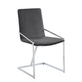 Grey And Chrome Side Chair With Metal Base Set Of 2 Solid Grey Silver Dining Room Modern Side Chair Solid Back Set Of 2 Fabric Metal