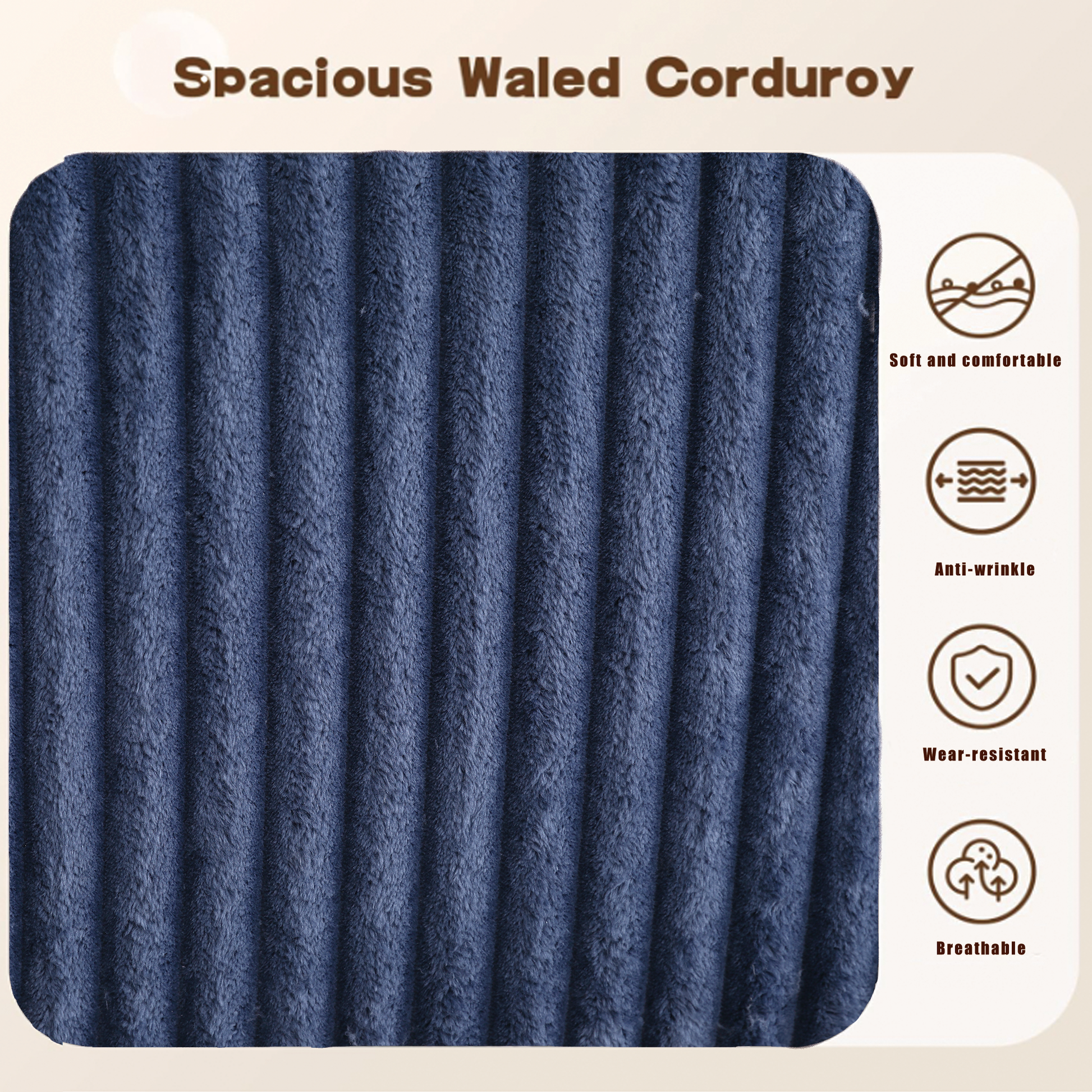 Arrived 131'' Modular Sectional Couch, U Shaped Sofachaise Lounge, Striped Fabric,Upholstered 4 Seater Couch For Living Room, Bedroom, Free Combination Sofa Corduroy , Blue Blue Polyester Primary Living Space Soft Modern Square Arms Foam Upholstered 4