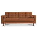 Benara Burnt Orange Velvet Sleeper Sofa Burnt Orange Velvet Metal Primary Living Space Tufted Back Mid Century Modern Foam Velvet 3 Seat