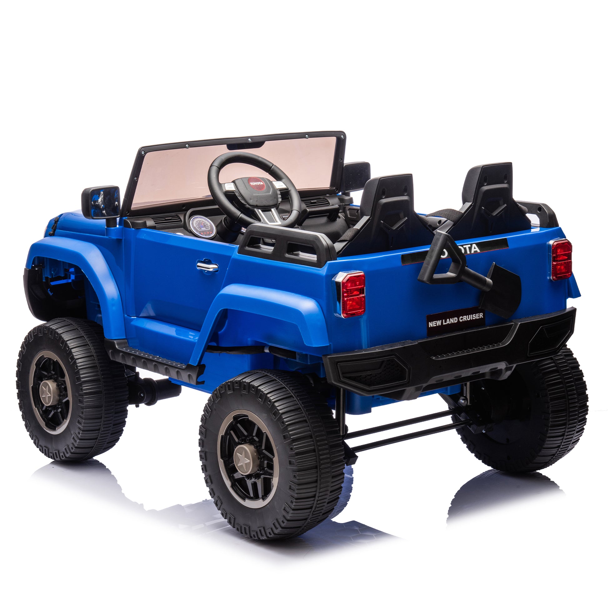 24V Two Seater Kids Ride On Car W Parents Remote Control, Licensed Toyota Lc250,220W Motors,With Shovel,Three Point Seat Belt,Slow Start,Speed Adjustment,Bluetooth,Music For Kids Aged 3 . Blue Polypropylene