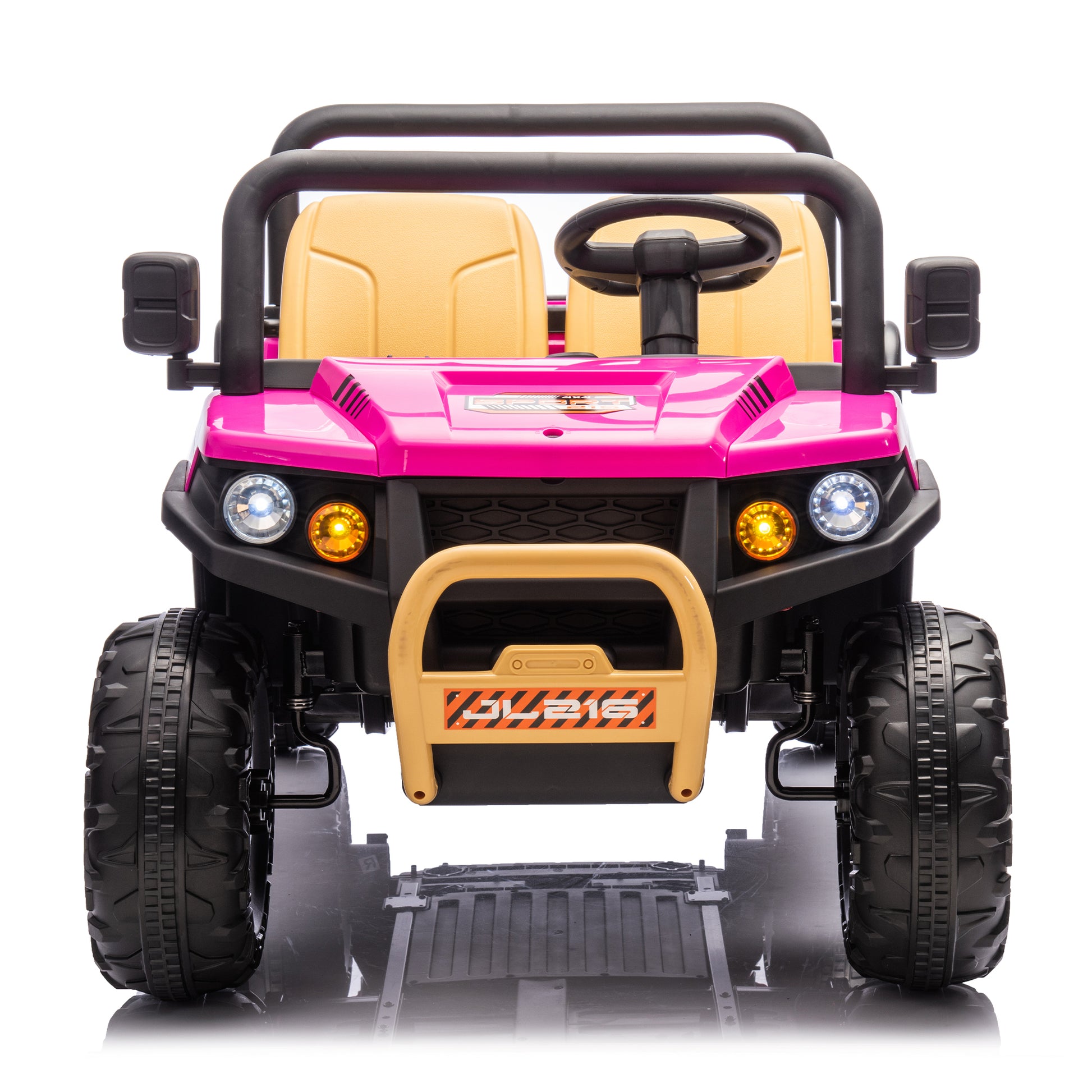 24V Xxxl Kids Ride On Utv W Parents Remote Control,Two Seater,Automatic Tipping Bucket,Rear Wheel Suspension,Slow Start,Portable Handle,Safety Belt,Led Light,Usb,Mp3,Bluetooth,Horn For Kids Aged 3 8. Pink 50 99 Lbs Polypropylene