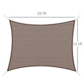 Outsunny 13' X 20' Sun Shade Sail Canopy Outdoor Shade Sail Cloth For Patio Deck Yard With D Rings And Rope Included, Brown Brown Plastic