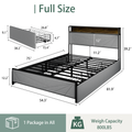 Full Size Bed Frame With 4 Storage Drawers And 2 Usb Ports, Upholstered Platform Bed Frame With Storage Headboard Charging Station And Metal Slat Support, No Box Spring Needed, Dark Grey. Box Spring Not Required Full Dark Grey Metal Bedroom Bed Frame Mdf