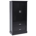 Tall Bathroom Storage Cabinet, Cabinet With Two Doors And Drawers, Adjustable Shelf, Mdf Board, Black Black Mdf