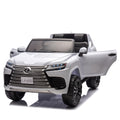 Licensed Lexus Lx600 24V Two Seater Xxl Kids Ride On Car W Parents Control,Seat Width 20 Inches,2Wd,Four Wheel Suspension,Bluetooth,Mp3,Music,Power Display,Speeds 1.86 3.11Mph For Kids. White Polypropylene