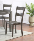 Transitional 7Pc Dining Set Rectangular Table Wood Base Ladder Back Chairs Gray Finish Wooden Dining Room Furniture Wood Wood Gray Seats 6 Wood Dining Room 72 Inches Contemporary 4 Leg Rectangular