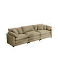 Mid Century Modern Sectional Sofa 3 Seater Sectional Sofa With 2 Arm Pillows And 3 Pillows, Living Room Sectional Tan Corduroy Fabric Tan Corduroy 3 Seat