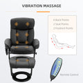 Homcom Pu Leather Massage Recliner Chair With Ottoman 10 Point Vibration Swiveling Armchair, Black Black Wood Metal